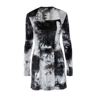 Square Neck Long-sleeve Graffiti Print A-line Dress