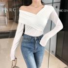 Wrap-front V-neck Long-sleeve Top