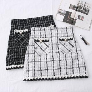 Woolen High-waist Mini Skirt