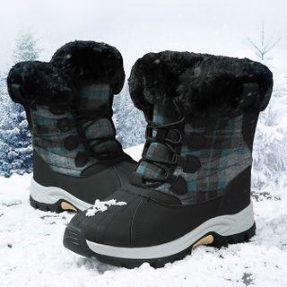 Plaid Lace Up Platform Short Boots