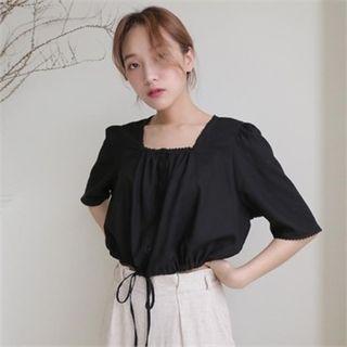 Lace-trim Cropped Blouse