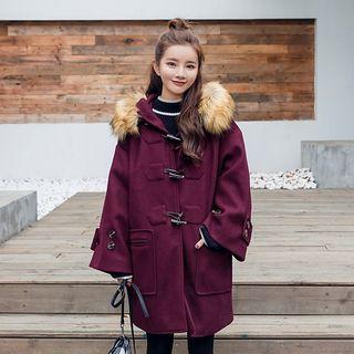 Furry Trim Toggle Coat