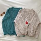 Color-block Cable-knit Long-sleeve Sweater