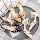 Striped Pointed Heel Sandals