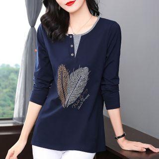 Mock Two-piece Rhinestone T-shirt