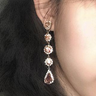 Rhinestone Drop Earring 983a - White - One Size