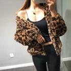 Leopard Print Fleece Zip Jacket