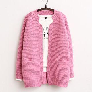 Open Front Marled Chunky Cardigan