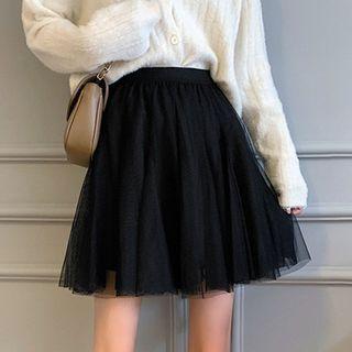 Mesh Overlay Mini Skirt