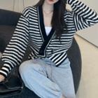 Striped Double-breasted Cardigan / Sweater Vest