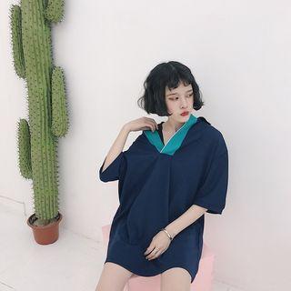 Short-sleeve Color Block Polo Dress