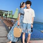 Couple Matching Short-sleeve T-shirt / A-line Midi Dress / Shorts