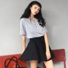 Elbow-sleeve T-shirt + A-line Skirt