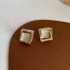Square Cat Eye Stone Earring 1 Pair - Gold - One Size