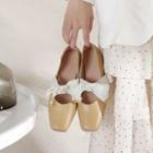 Genuine Leather Block Heel Bow Accent Pumps