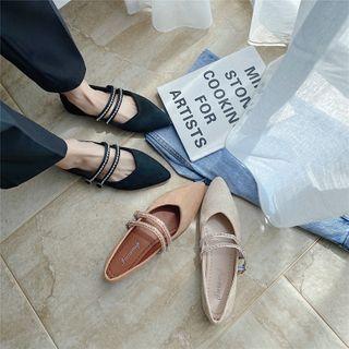 Pointed Rhinestone Mary Jane Flats