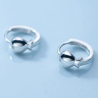 Fish Sterling Silver Hoop Earring 1 Pair - Silver - One Size