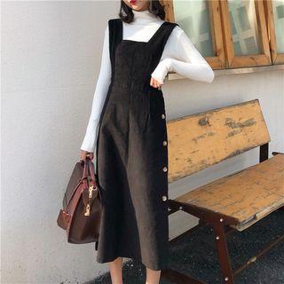 Square Neck Midi Pinafore Dress