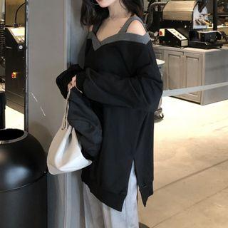 Off Shoulder Sweatshirt As Shown In Figure - One Size