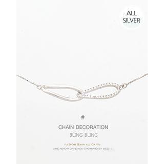 Rhinestone Infinity-pendant Chain Silver Necklace