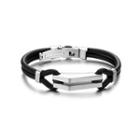Simple Fashion Geometric 316l Stainless Steel Double Silicone Bracelet Silver - One Size