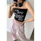 Letter-printed Cropped Tube Top