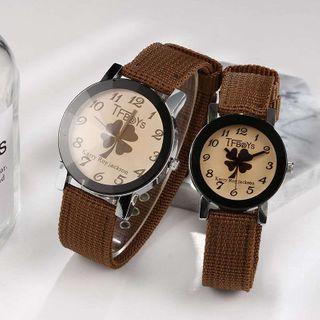 Clover Print Fabric Strap Watch