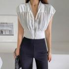 Ruched Sheer-panel Zip-up Vest
