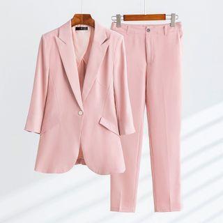 3/4-sleeve Blazer / Straight Leg Dress Pants / Set