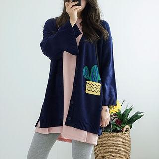 Cactus V-neck Buttoned Cardigan