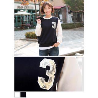 Two-tone Lettering Sweatshirt
