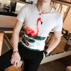 Flamingo-print T-shirt