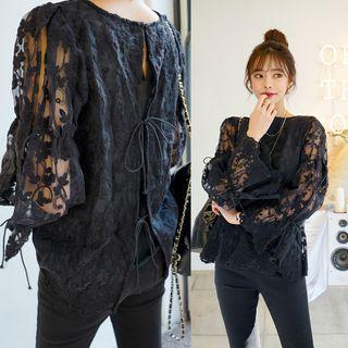 Tie-back Scallop-hem Lace Top