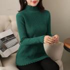 Long-sleeve Fleece-lined Mock Neck Top
