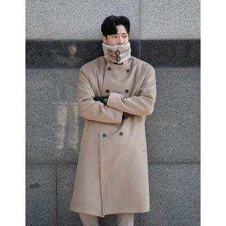 Fleece-collar Double-breasted Coat