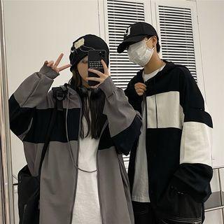 Couple Matching Two-tone Zip-up Hoodie