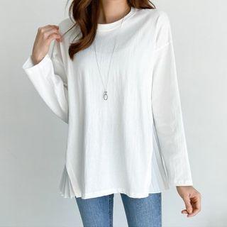 Pleated-trim T-shirt