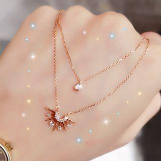 Alloy Sun Pendant Necklace Rose Gold - One Size