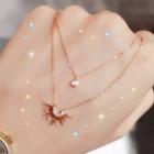 Alloy Sun Pendant Necklace Rose Gold - One Size