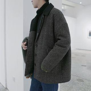 Houndstooth Padded Lapel Coat