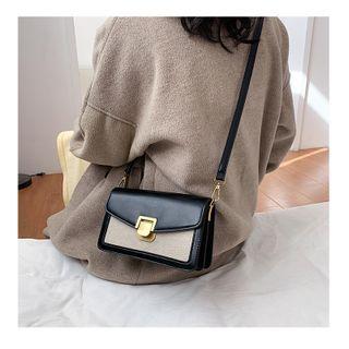 Two-tone Panel Flap Crossbody Bag