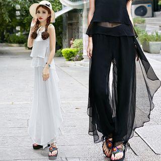 Plain Chiffon Layered Culottes
