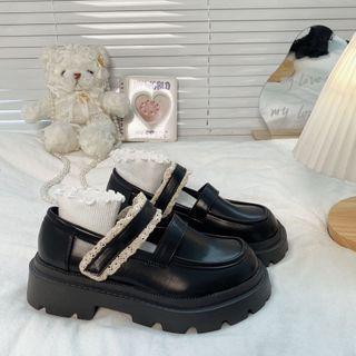 Platform Lace Trim Loafers