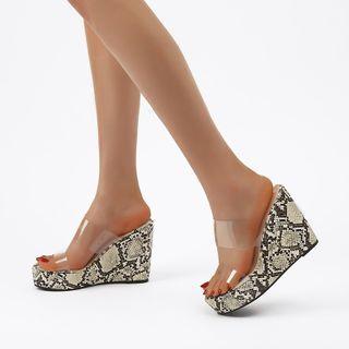 Pvc Strap Platform Wedge Heel Slide Sandals