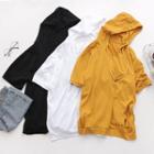 Hooded Short-sleeve Distressed T-shirt