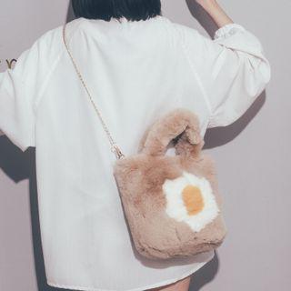 Flower Print Fluffy Crossbody Bag