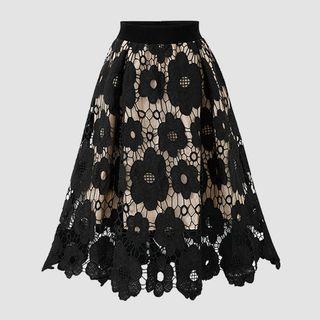Crochet Knit Midi A-line Skirt