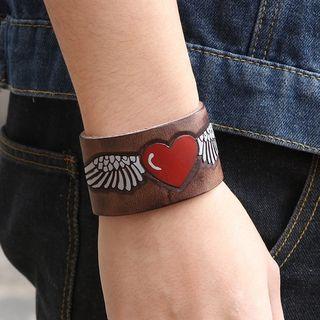 Genuine Leather Heart Print Bracelet