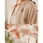 Lace-cuff Embroidered Cardigan