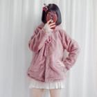 Leopard Print Animal Ear Furry Hoodie